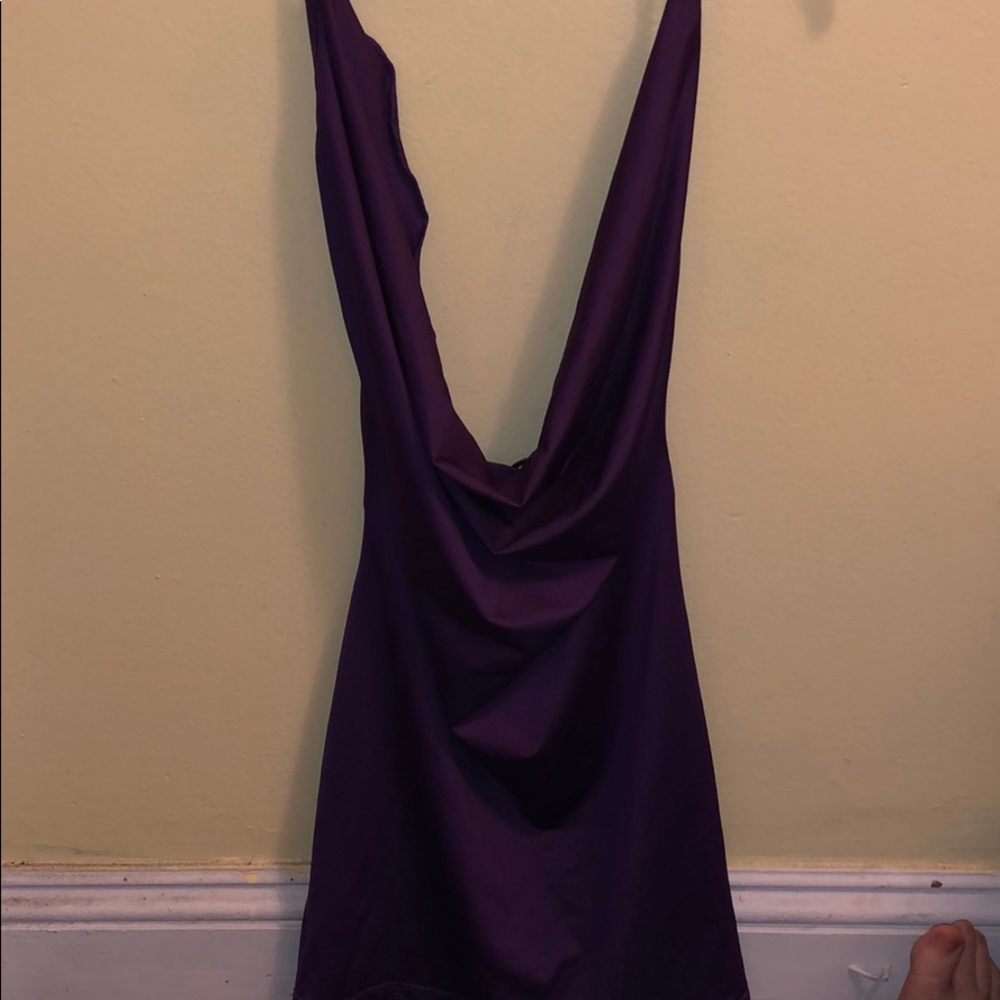 Seductive short purple dress